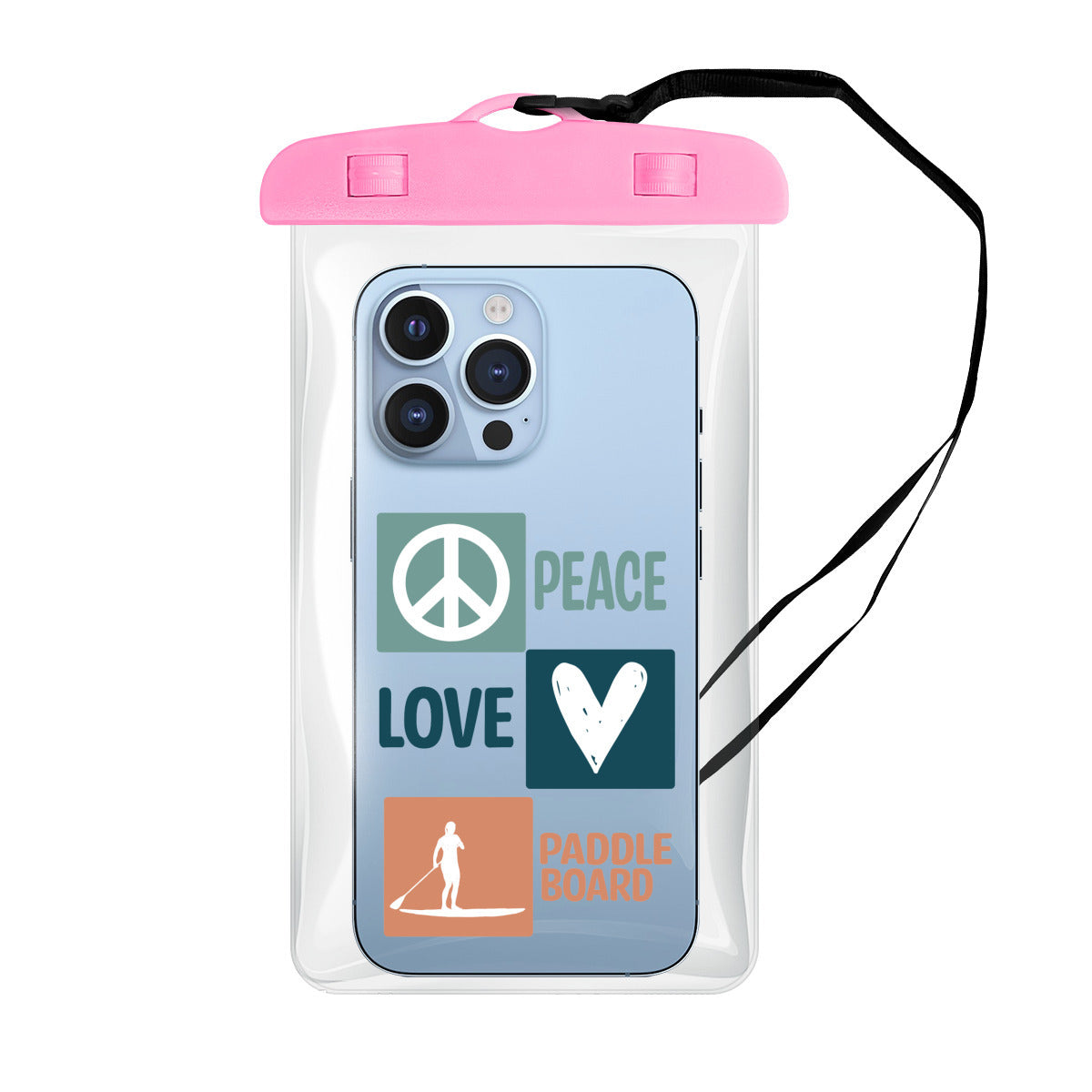 Peace Love Paddle Board - Clear Waterproof Phone Pouch Case | PVC