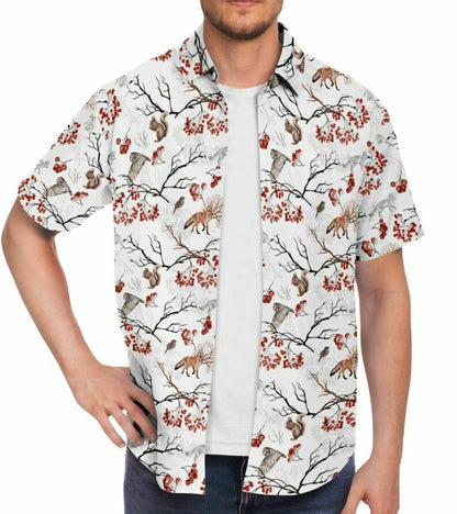 Winter Critters Short Sleeve Button Down Shirt