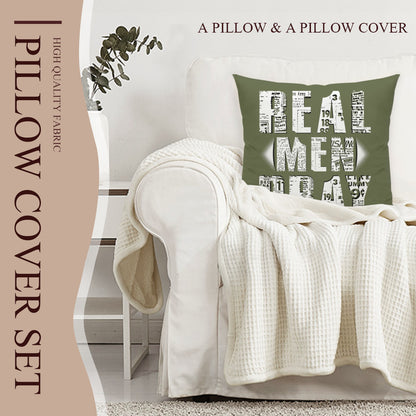 Cushion cover + pillow core (the same double-sided)｜Polyester - Real Men Pray - WHITE