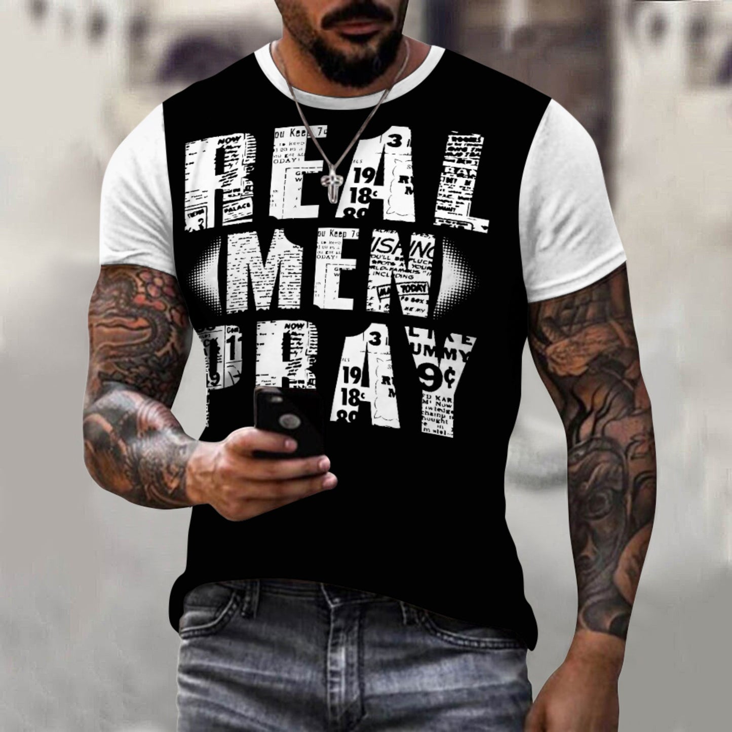 Real Men Pray - Men's Cotton Christian Tee - Various Colours