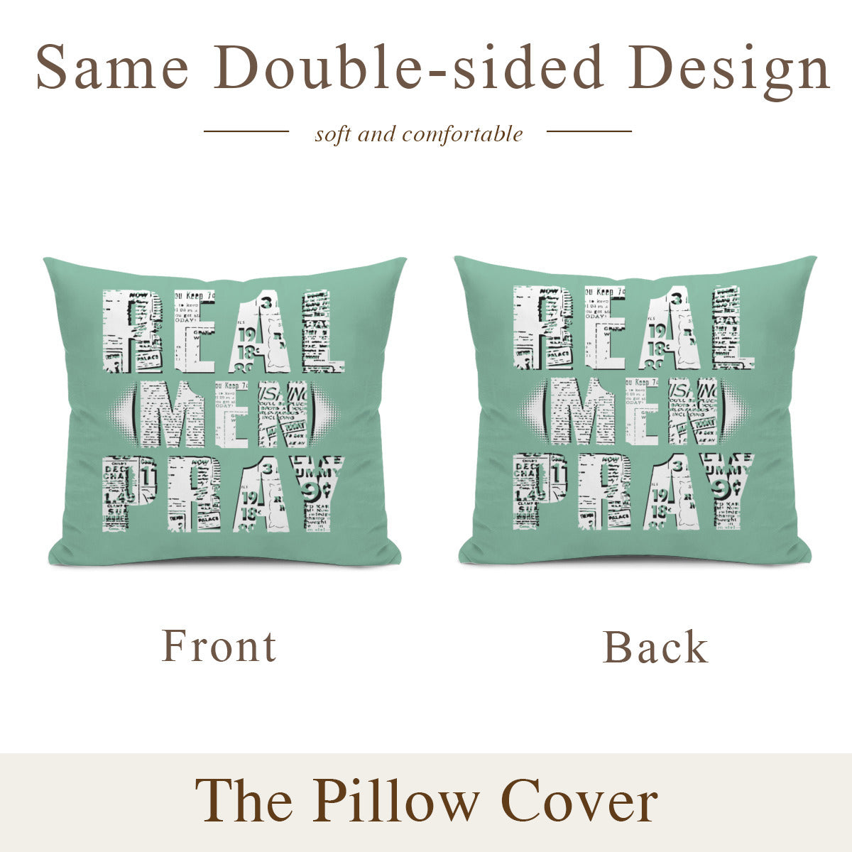 Cushion cover + pillow core (the same double-sided)｜Polyester - Real Men Pray - WHITE