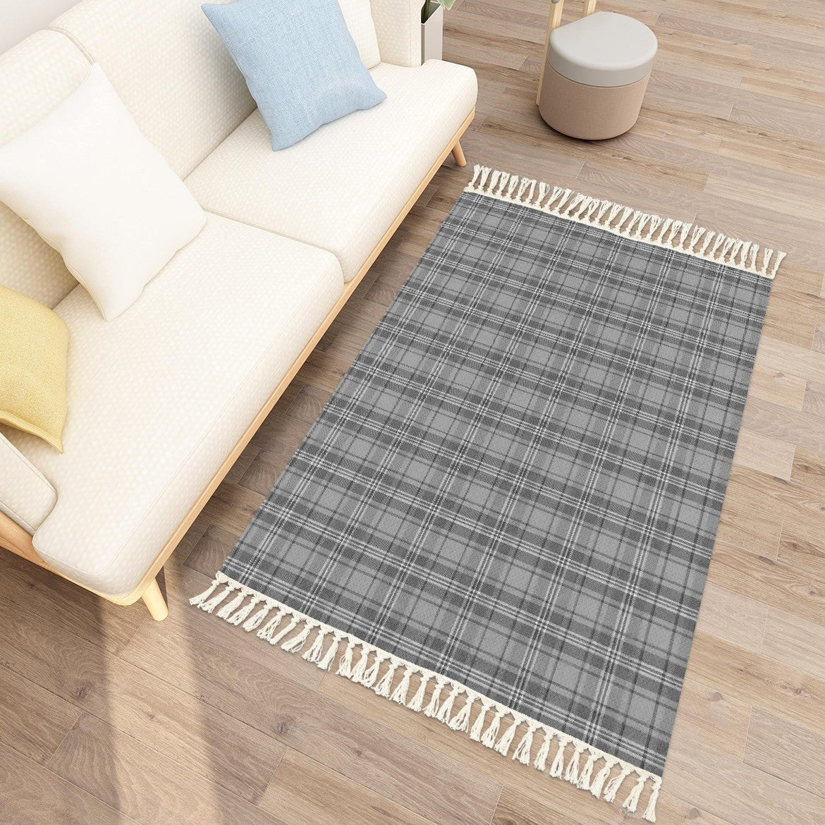 Retro Vintage Cabin/Cottage Plaid Tasselled Area Rug