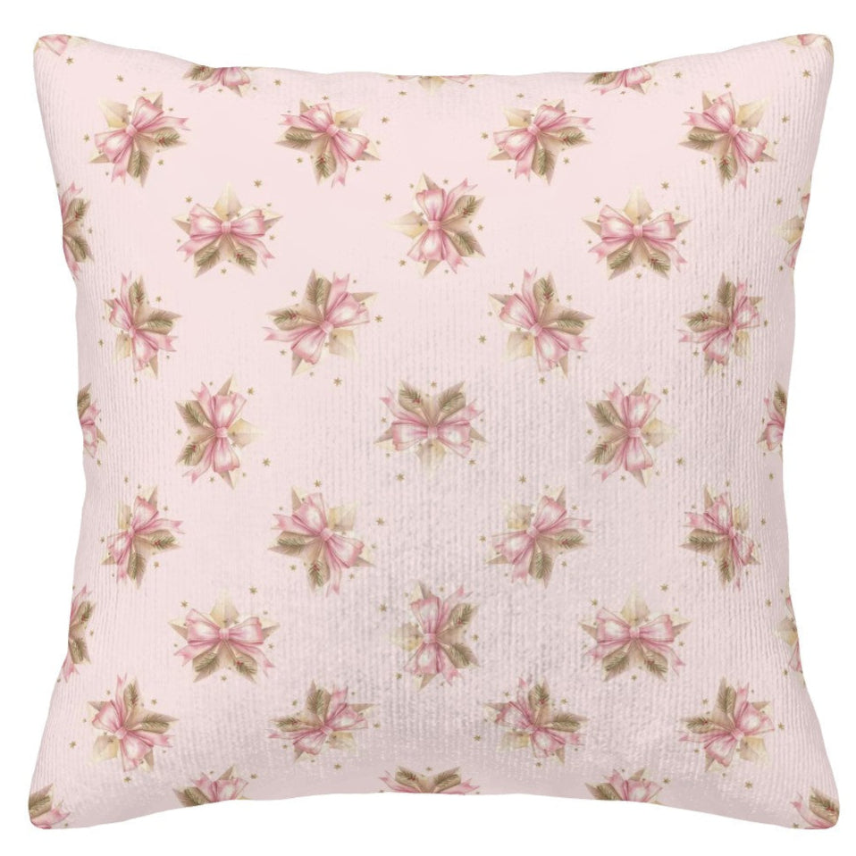 Coquette Pink Bows Corduroy Throw Pillow Covers (Double-Sided Design)