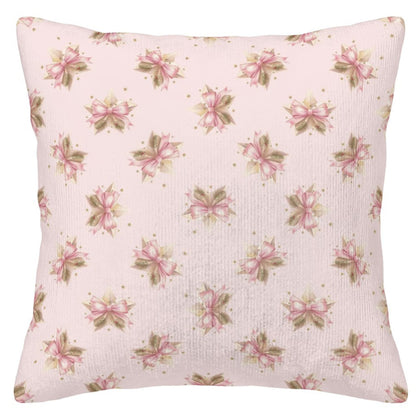 Coquette Pink Bows Corduroy Throw Pillow Covers (Double-Sided Design)