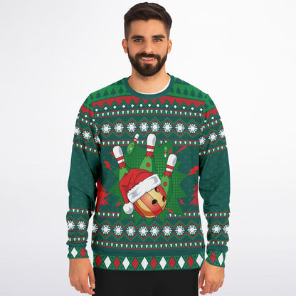 Bowling Christmas Ugly Sweater - Athletic Sweatshirt