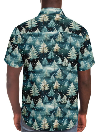 Winter Forest - Short Sleeve Button Down Shirt