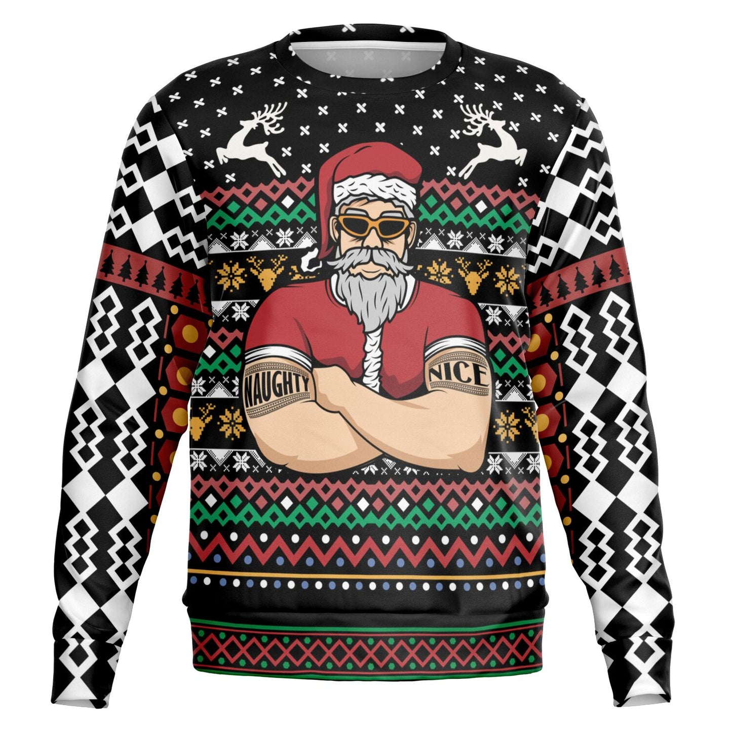 Santa's a Bouncer Ugly Sweater - Athletic Sweatshirt