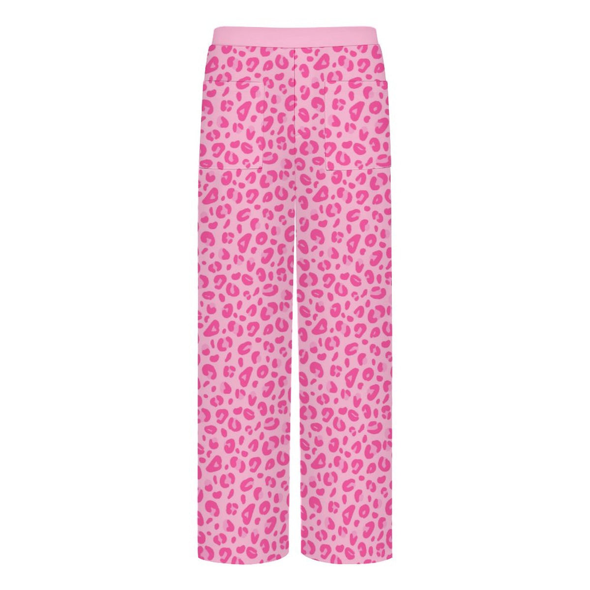 Pink Leopard Print | Women's Straight Wide-Leg Crop Pants