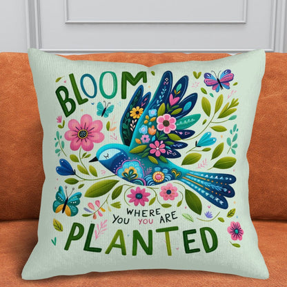 Bloom Where You Are Planted - Corduroy Throw Pillow Covers (Double-Sided Design)