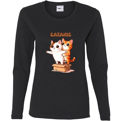 Catanic Cats Women's 100% Cotton Long Sleeve T-Shirt – Fun, Unique, and Comfortable!