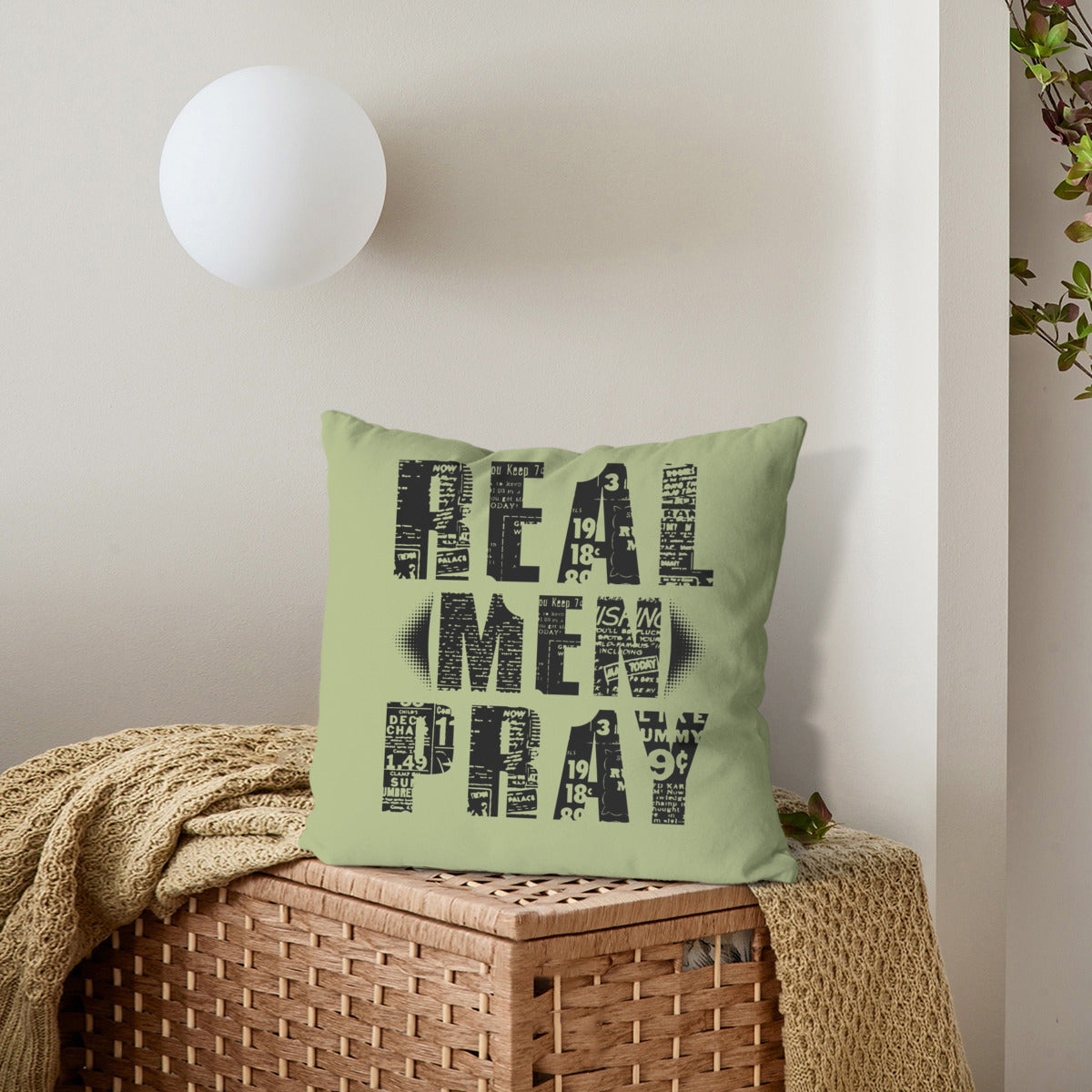 Cushion cover + pillow core (the same double-sided)｜Polyester - Real Men Pray - WHITE