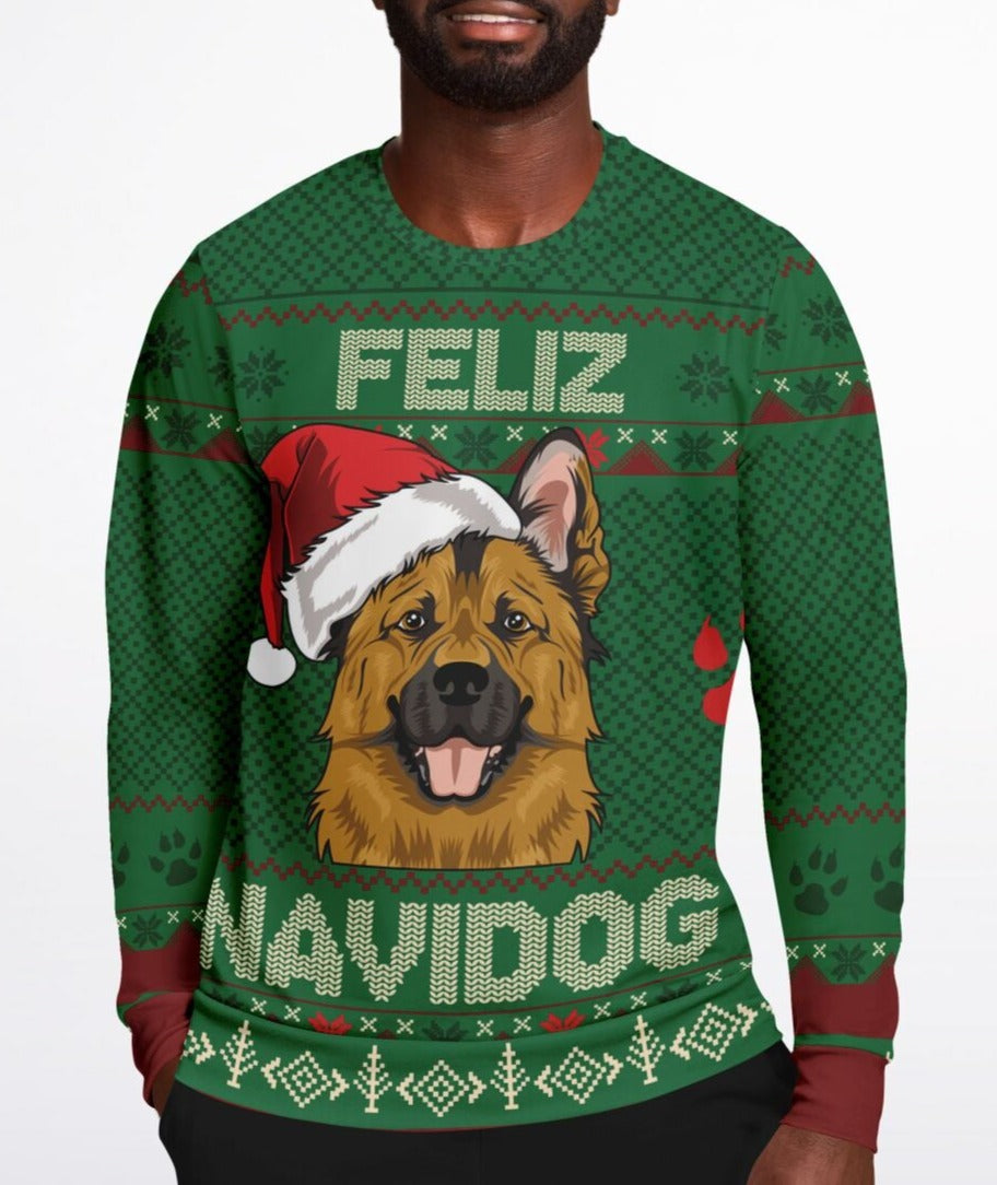 Feliz Navidog Ugly Christmas Sweater - Fashion Sweatshirt  German Shepherd Lover