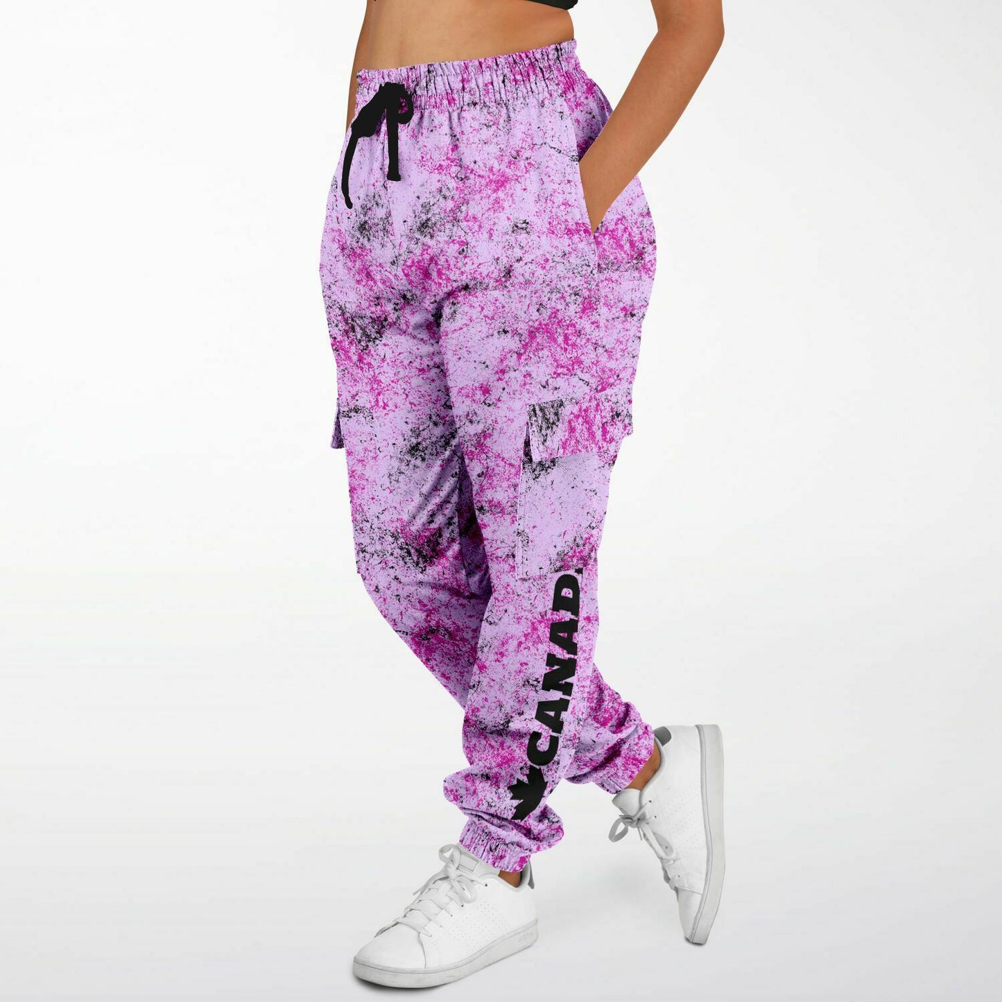 Pink & Black on Purple Canadian Grunge - Athletic Cargo Sweatpants