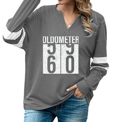 Oldometer 59->60 Fun Women's Casual Loose V-Neck Sweatshirt