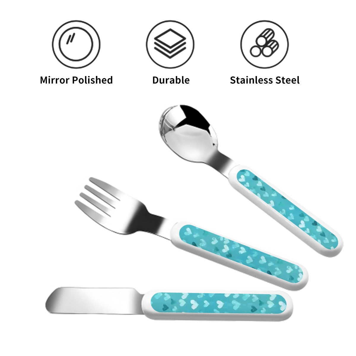 Hearts Edition - Children's Stainless Steel Cutlery Set – Safe, Durable, and Adorable