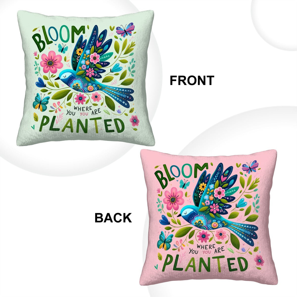 Bloom Where You Are Planted - Corduroy Throw Pillow Covers (Double-Sided Design)