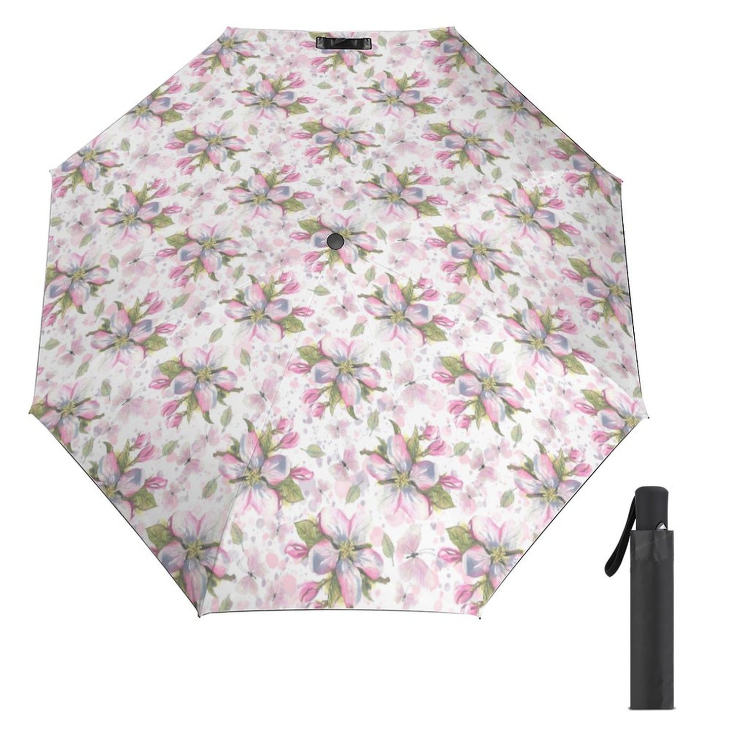 Apple Blossoms | Auto Umbrella with Black Underside