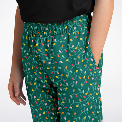 Teal Christmas Lights - Fashion Kids/Youth Jogger - AOP