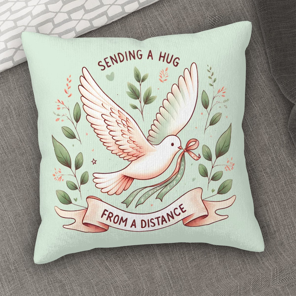 Sending a Hug From a Distance - Corduroy Throw Pillow Covers (Double-Sided Design)