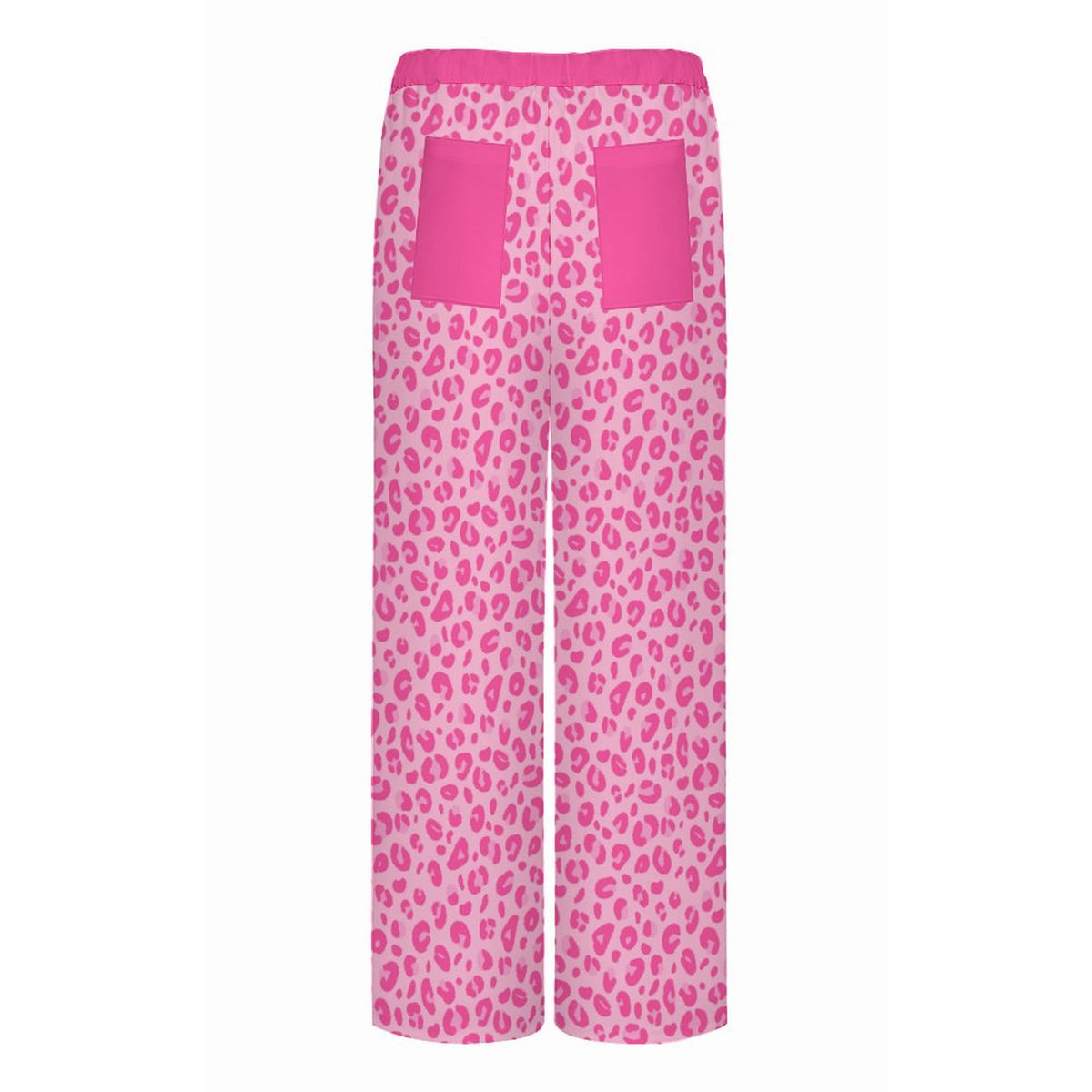 Pink Leopard Print | Women's Straight Wide-Leg Crop Pants
