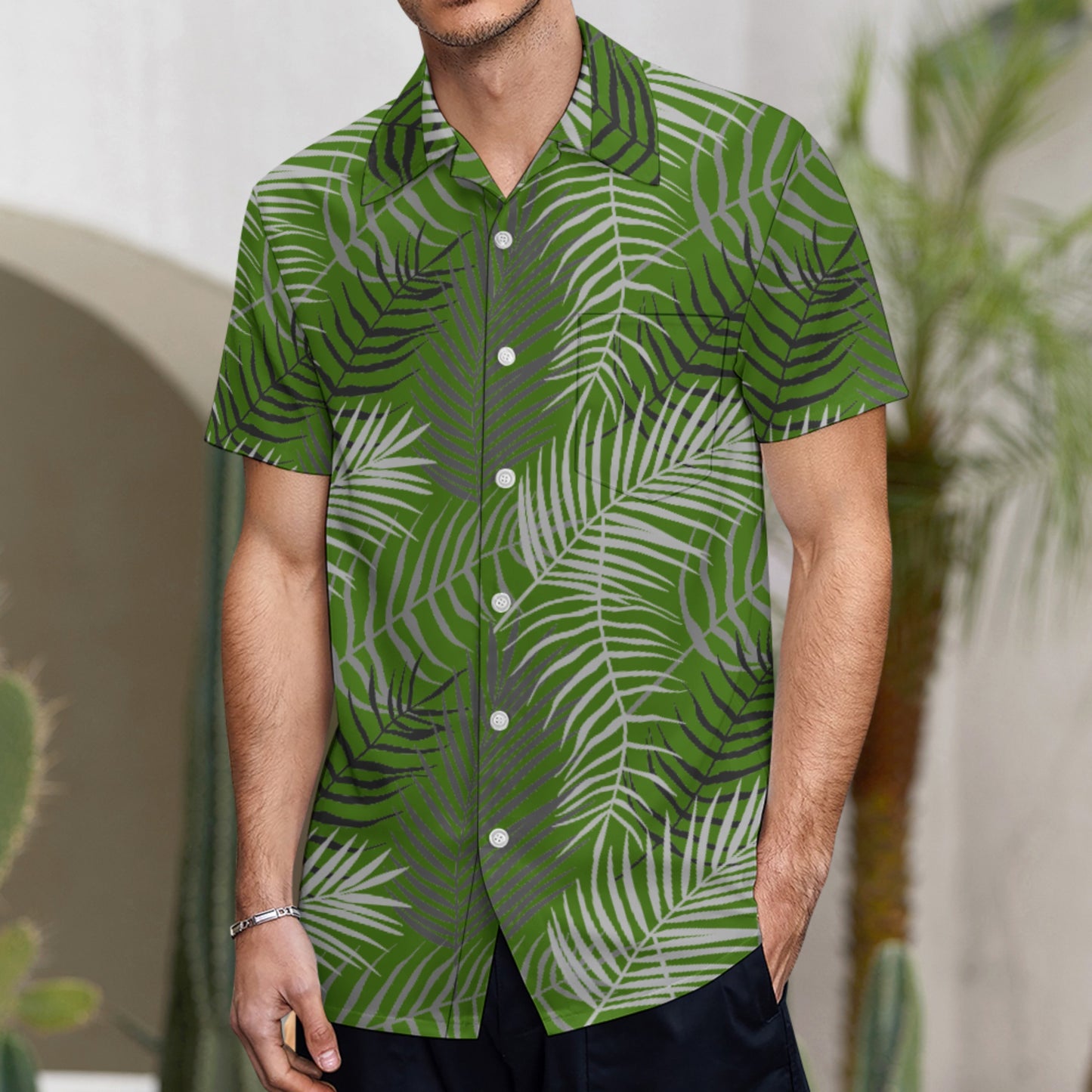 Tropical Fern Button Up Hawaiian Shirt - Perfect for your Summer Getaway!