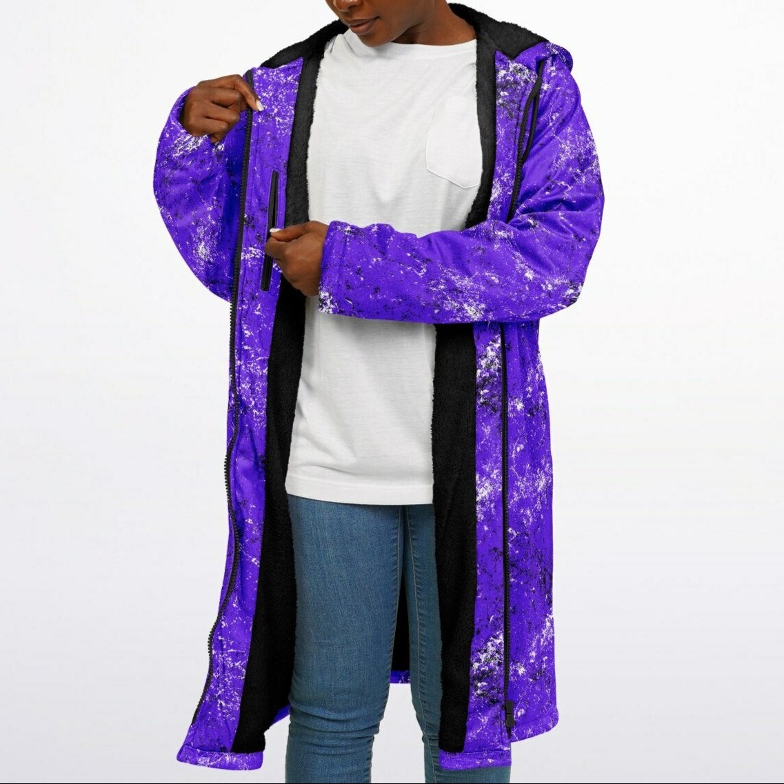 Grunge Zipper Cloak/Cape – Stylish, Warm, and Functional Purple copy