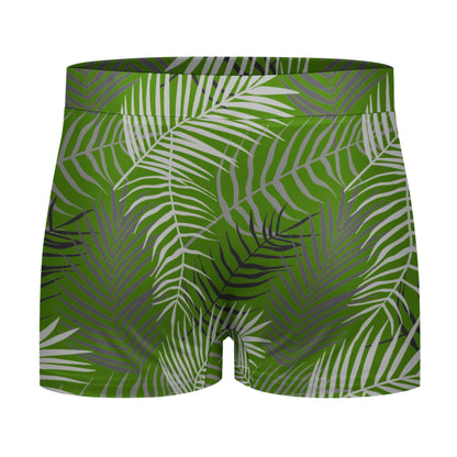 Deep Green Tropical Fern Men's Boxer Briefs w/Elastic Waist Band