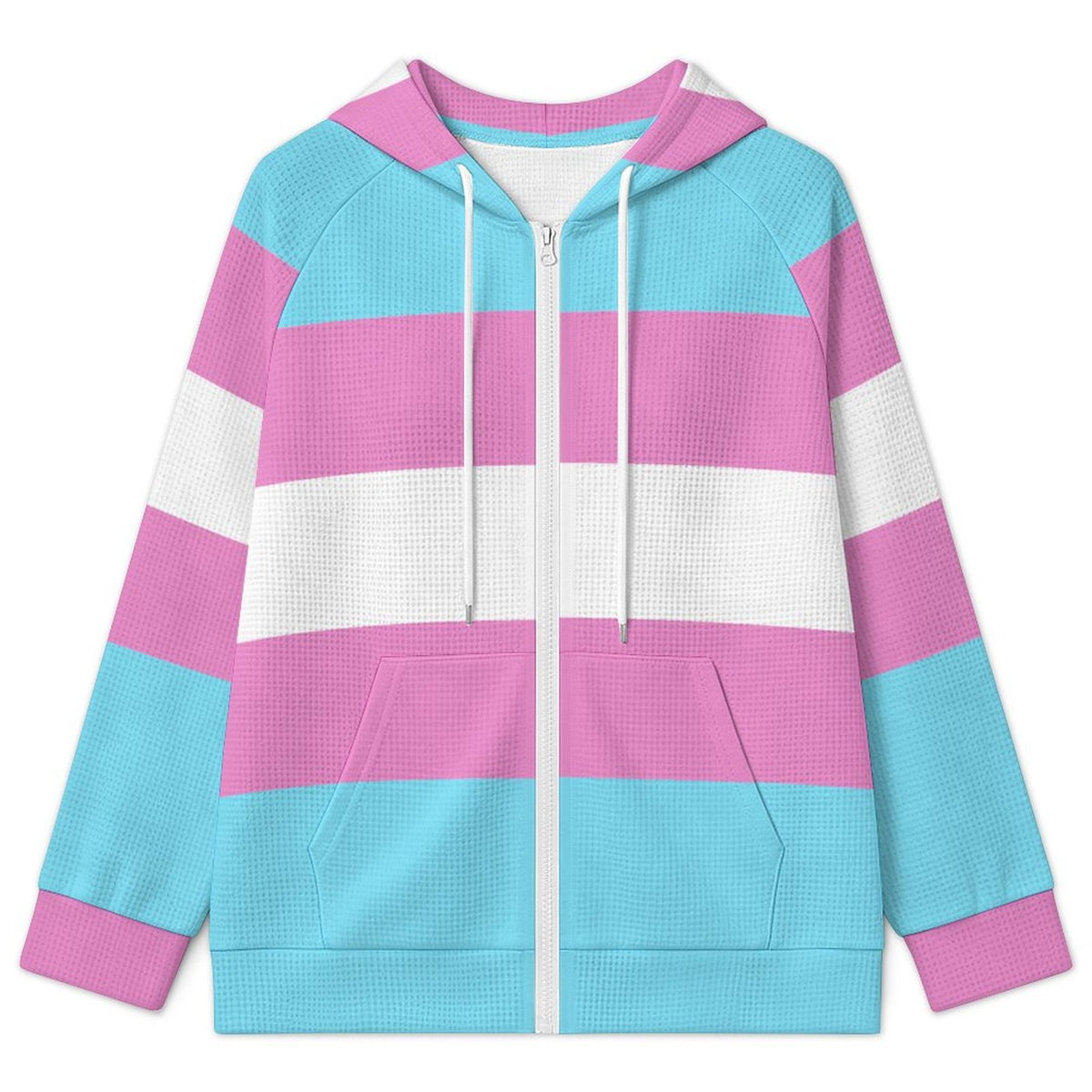 Trans Flag Pride | Waffle Hoodie Zipper Sweater