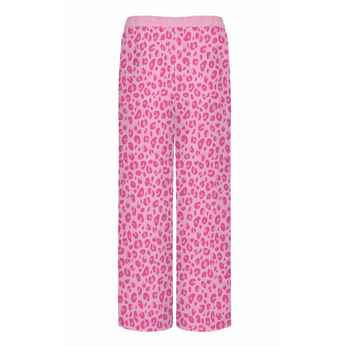 Pink Leopard Print | Women's Straight Wide-Leg Crop Pants
