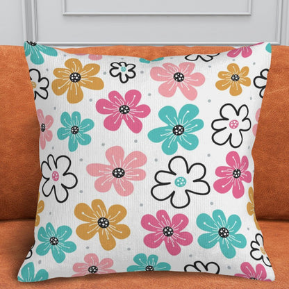 Whimsical Flowers - Corduroy Throw Pillow Covers (Double-Sided Design)