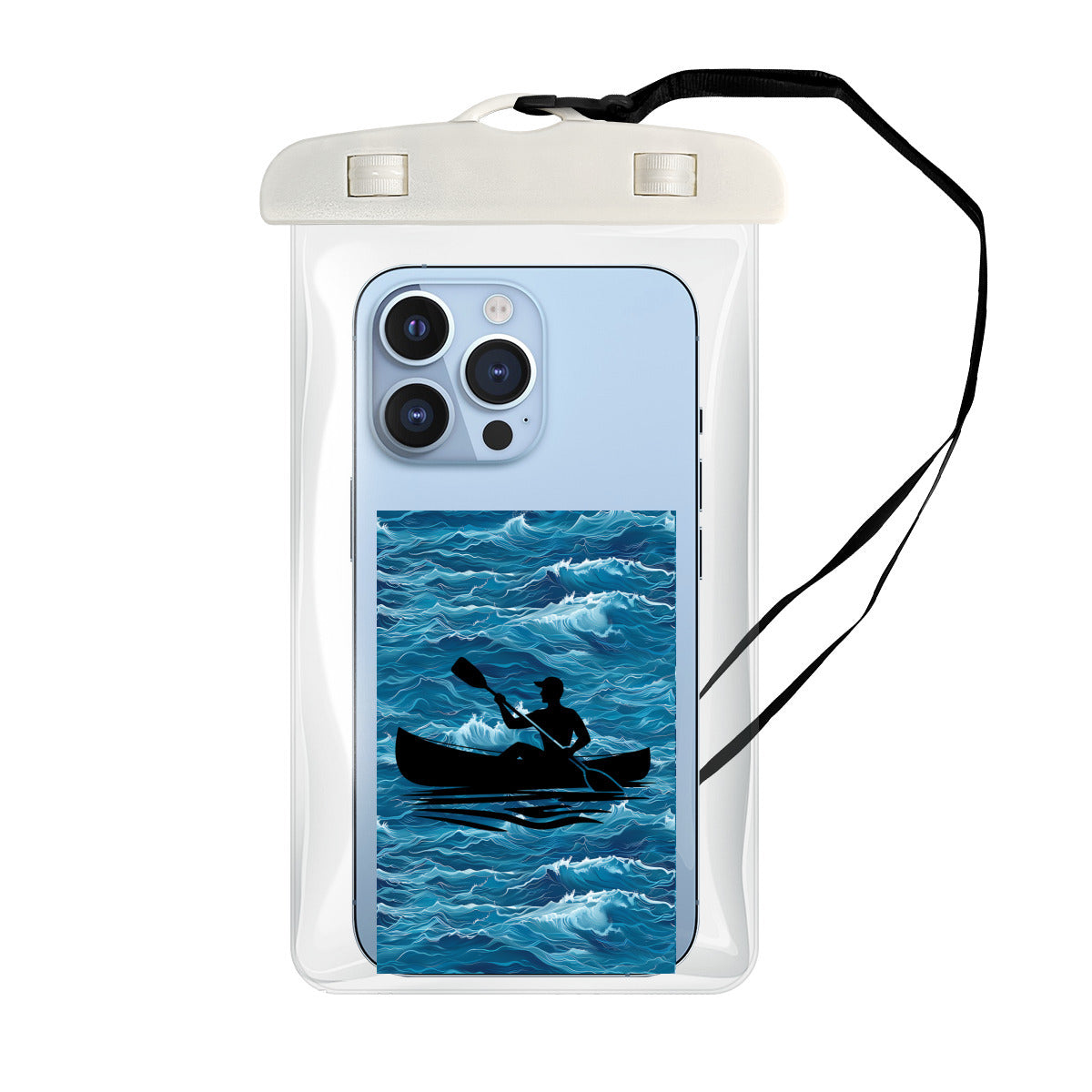 Person in a Canoe Silhouette - Clear Waterproof Phone Pouch Case | PVC