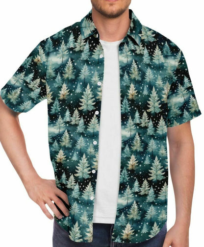 Winter Forest - Short Sleeve Button Down Shirt