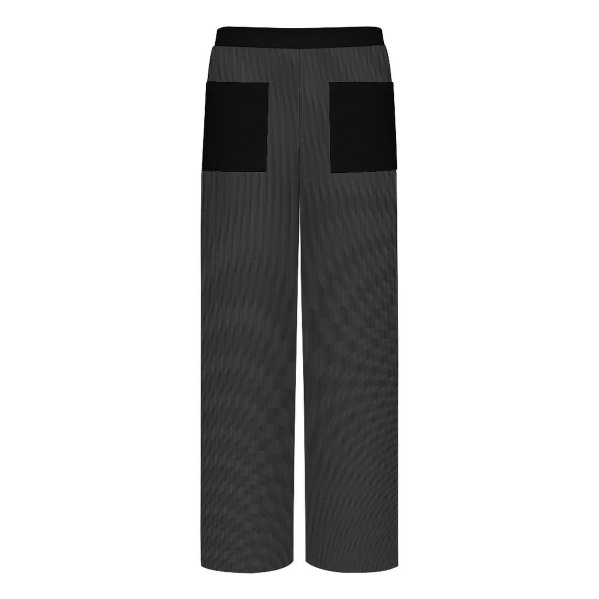 Charcoal Gray Faux Corduroy Wide-Leg Crop Pants for Women