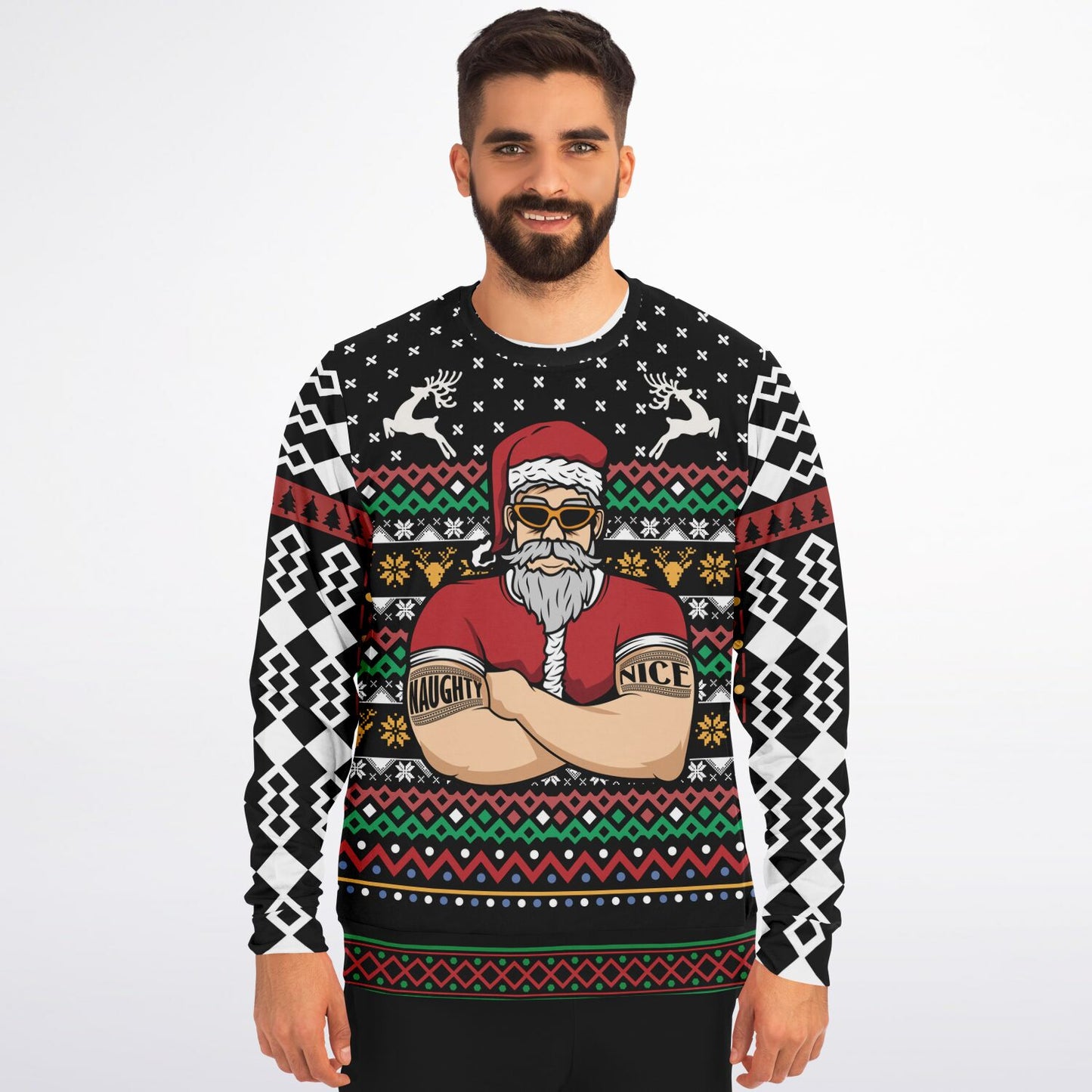 Santa's a Bouncer Ugly Sweater - Athletic Sweatshirt