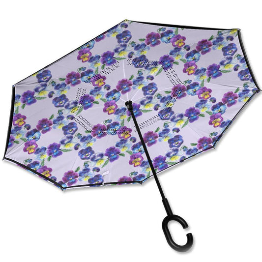 Pansy Wreath - Sturdy Reverse Close Umbrella