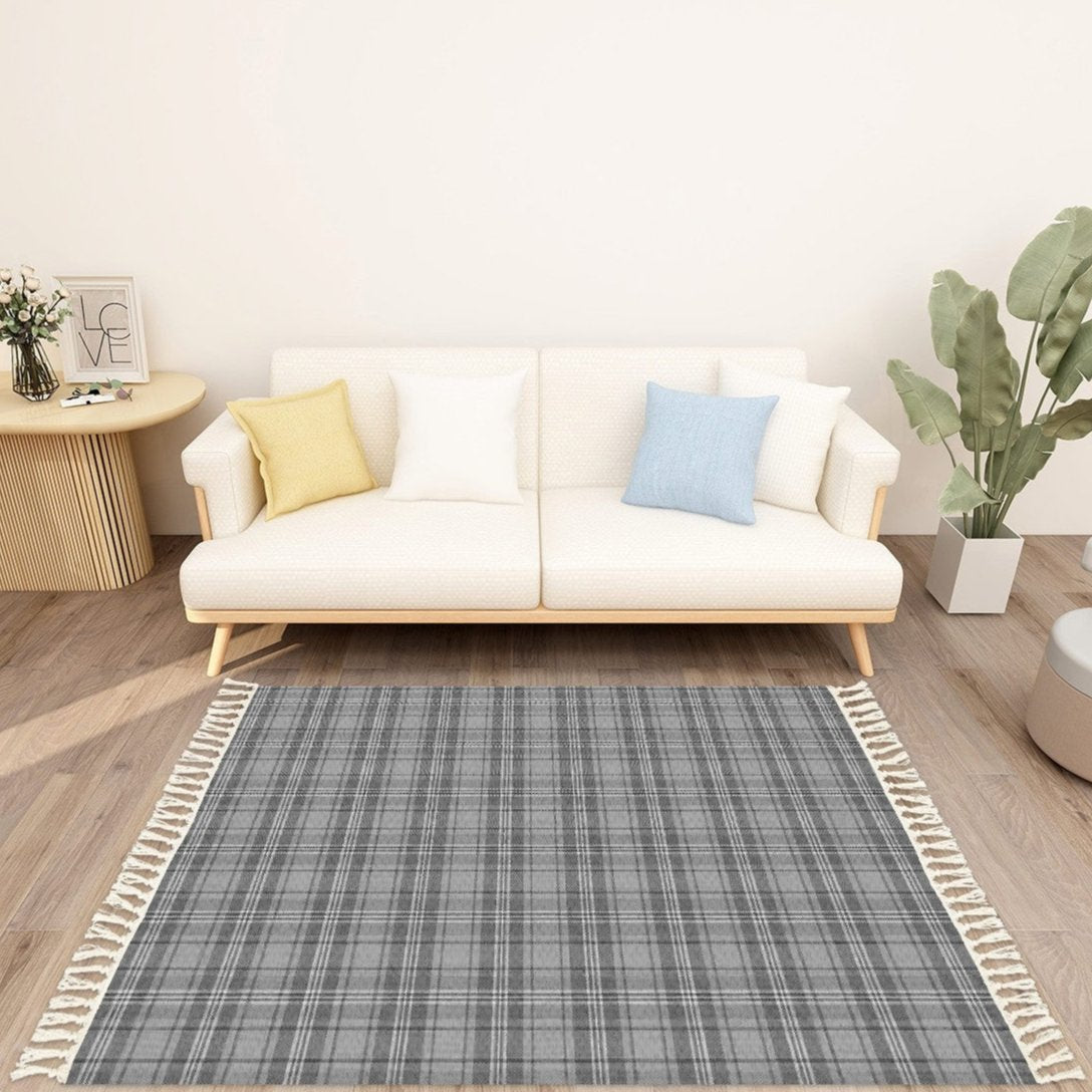 Retro Vintage Cabin/Cottage Plaid Tasselled Area Rug