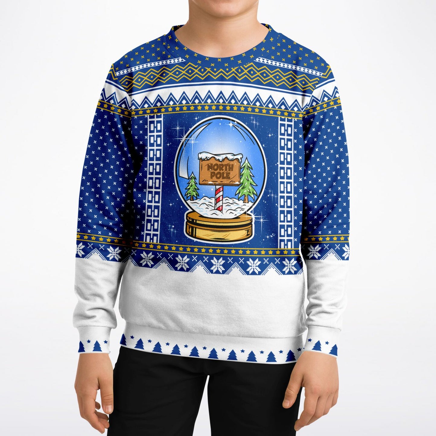 Christmas North Pole Globe Kids Athletic Long-Sleeved Top - Eco-Friendly & Dynamic