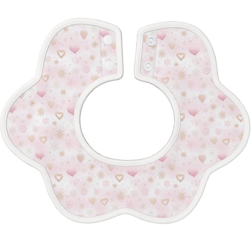 Subtle Hearts - Soft Petal-Shaped Reversible Baby Bib – Cotton Comfort for Little Ones