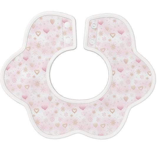 Subtle Hearts - Soft Petal-Shaped Reversible Baby Bib – Cotton Comfort for Little Ones