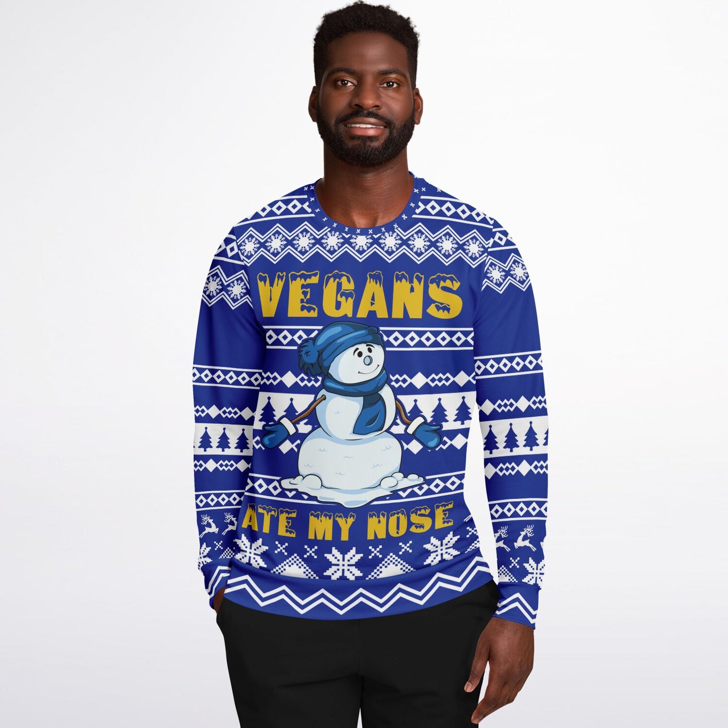 Snowman: Vegans Ate My Nose Ugly Christmas Sweater - Athletic Sweatshirt