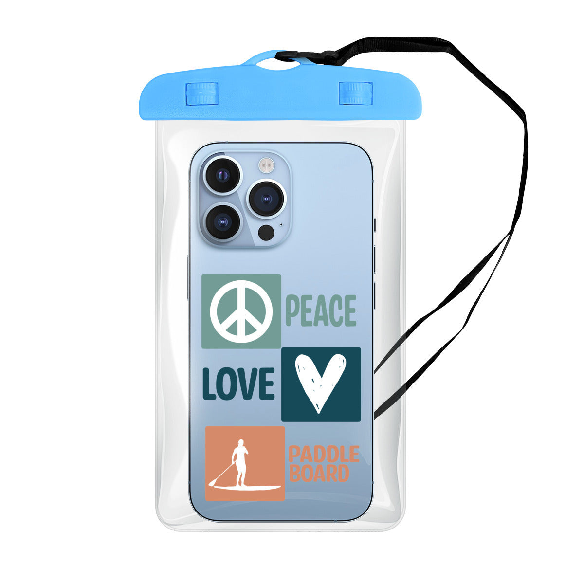 Peace Love Paddle Board - Clear Waterproof Phone Pouch Case | PVC