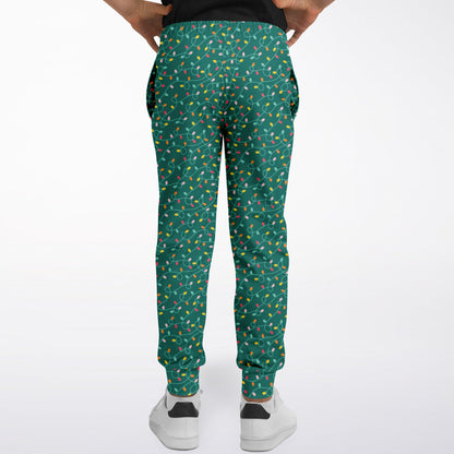 Teal Christmas Lights - Fashion Kids/Youth Jogger - AOP