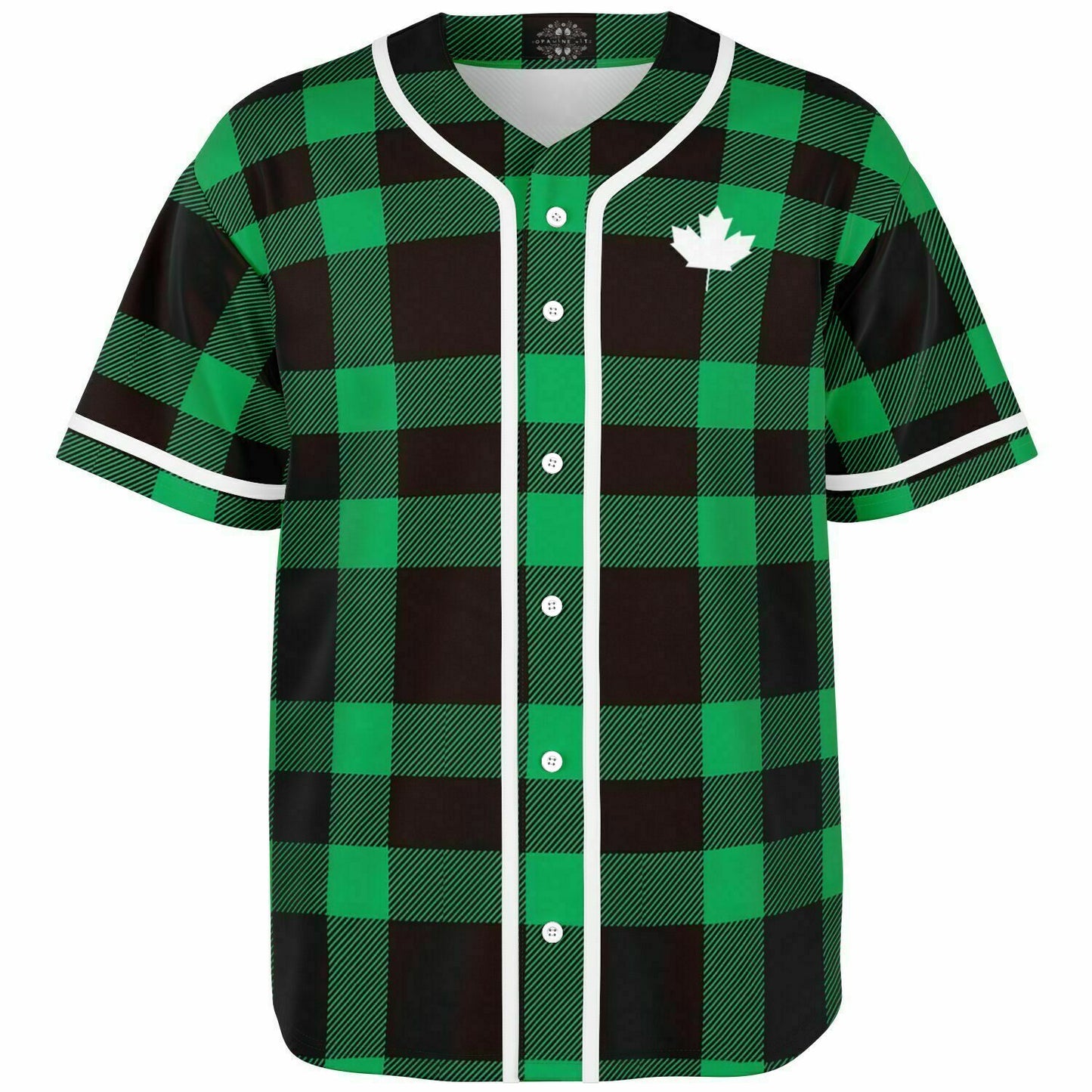 True North Strong and Free Green Plaid Baseball Jersey