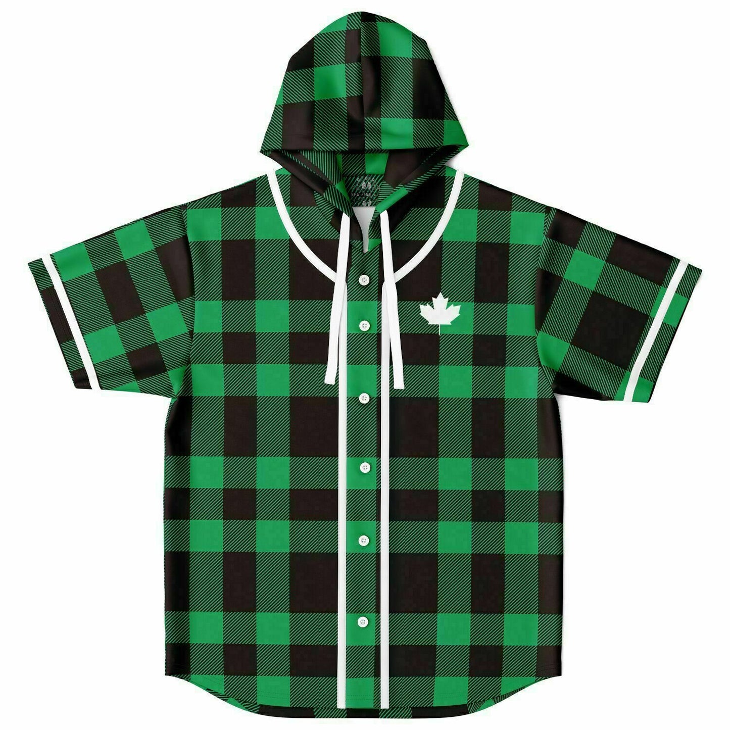 True North Strong & Free Green Plaid Hooded Baseball Jersey