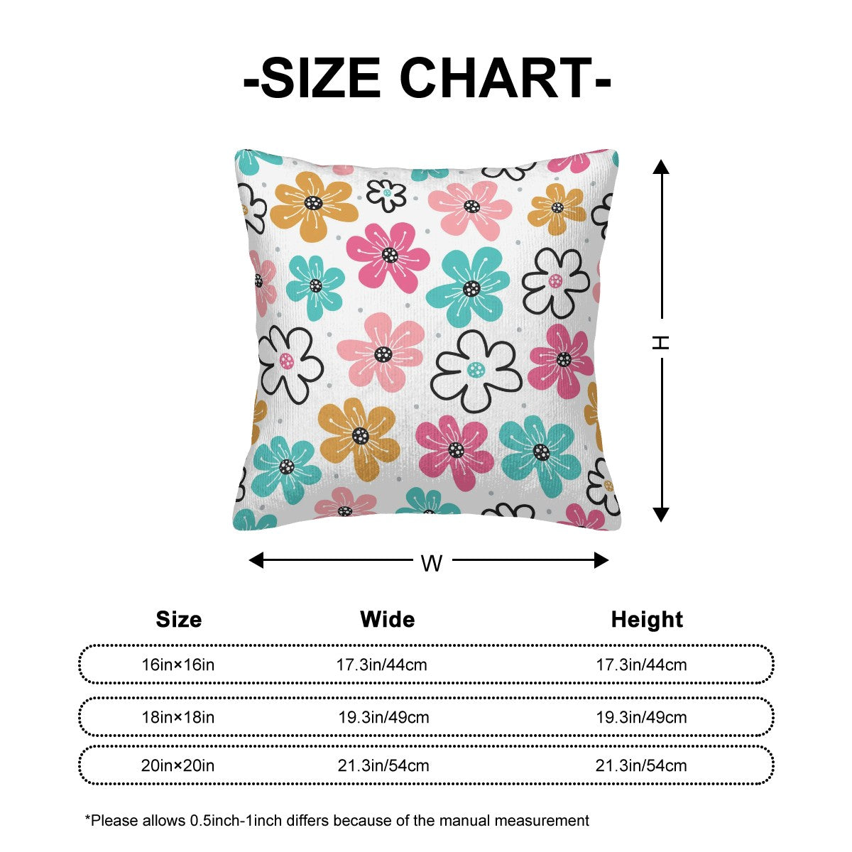 Whimsical Flowers - Corduroy Throw Pillow Covers (Double-Sided Design)