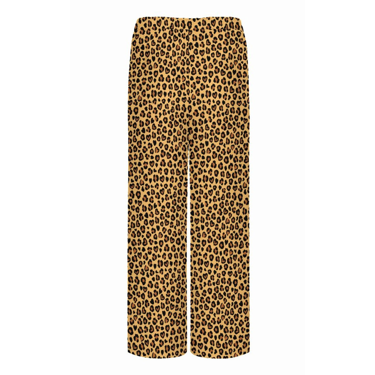 Heart Leopard Print | Women's Straight Wide-Leg Crop Pants