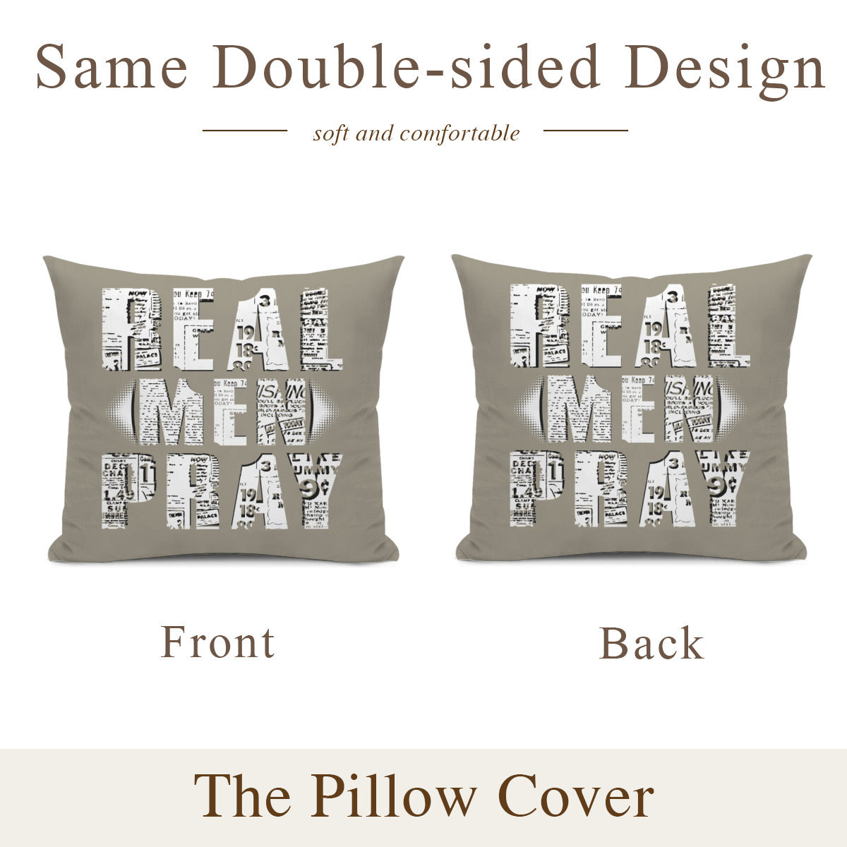 Cushion cover + pillow core (the same double-sided)｜Polyester - Real Men Pray - WHITE