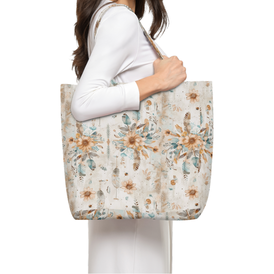 BOHO Design - Large Tote Bag Lined with Inside Pocket