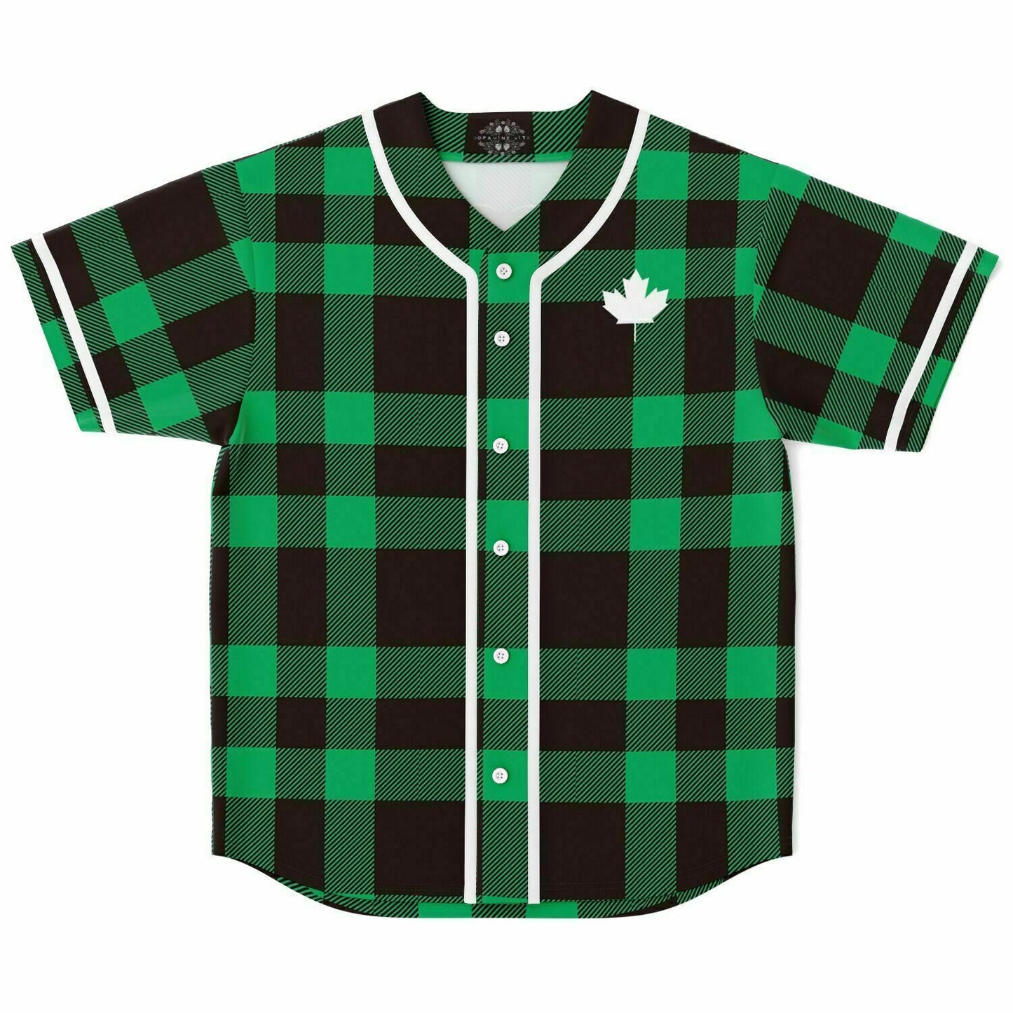 True North Strong and Free Green Plaid Baseball Jersey