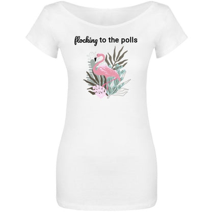 Flocking to the Polls - Women's Off The Shoulder Election T-Shirt - Voting 2024